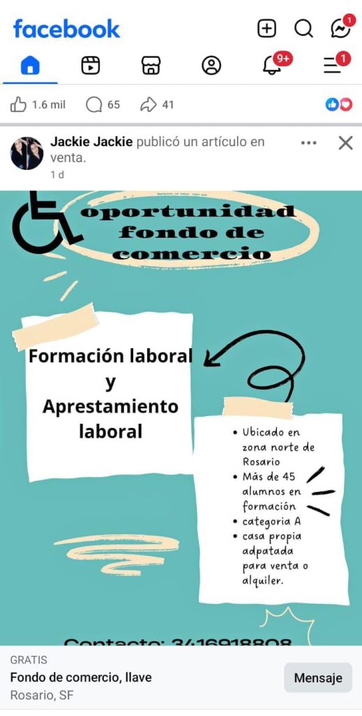 Centro de formación laboral en discapacidad